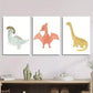 3pcs cartoon paintings, dinosaurs, giraffes, rhino Metal Print Ready to Hang Art