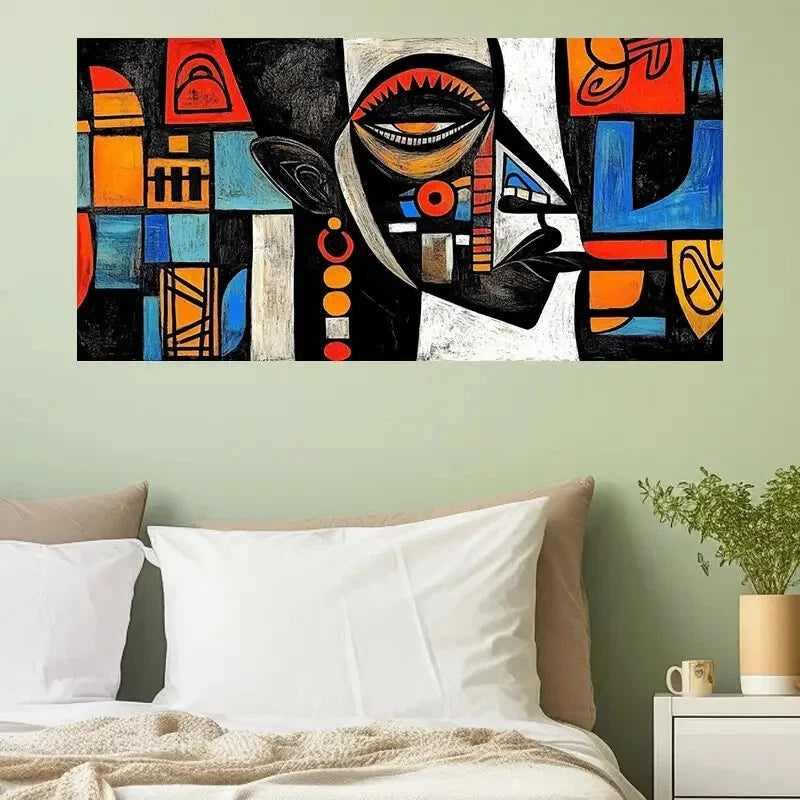 Picasso-Style Abstract Vibrant Wall Art Canvas Office Home Room Framed 120x60cm