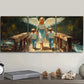 3pcs Angel and Youngsters on Bridge, Metal Print Ready to Hang Art