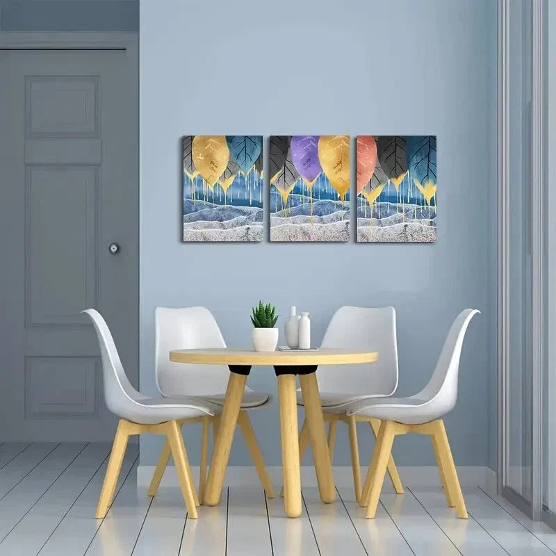 3pcs Abstract Leaf Landscape Wall Art Set Canvas Framed 40x60cm - High Quality Print 100% Australian Made Wall Canvas Ready to Hang