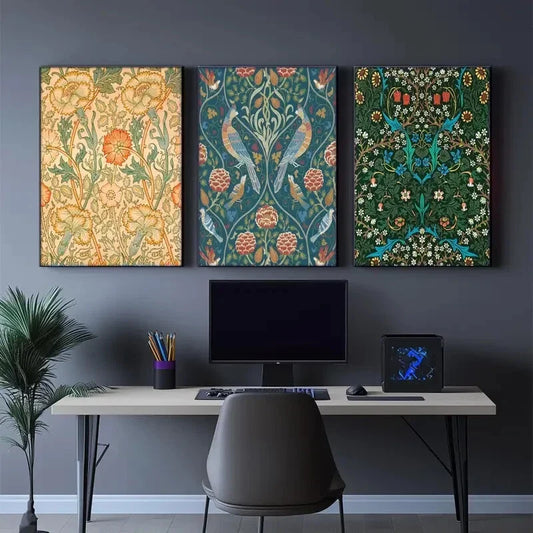 3pcs Floral Wall Art Poster Vintage Minimalism Art Metal Print Ready to Hang Art
