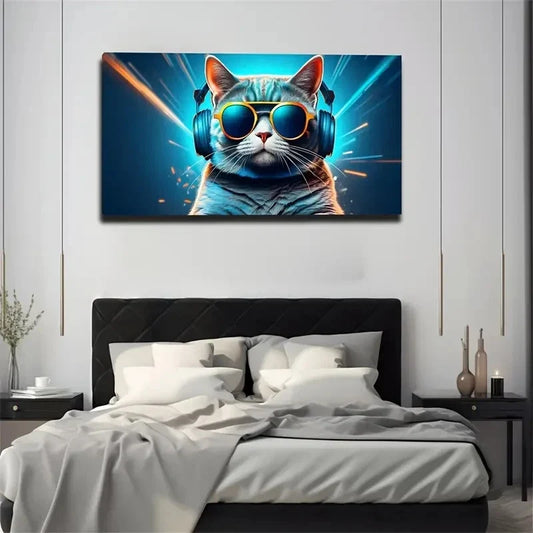 Fashion Glasses Headset Wall Art Canvas Office Home Room Framed 120x60cm