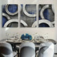 3pcs Abstract Navy Blue & Grey Geometric Circle Metal Print Ready to Hang Art