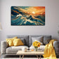 Abstract Sunrise Ocean Wall Art Canvas Office Home Room Framed 80x45cm
