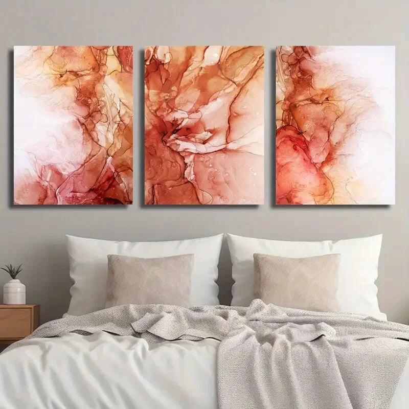 3pcs Abstract Earth Tone Fluid Gradient Color Metal Print Ready to Hang Art