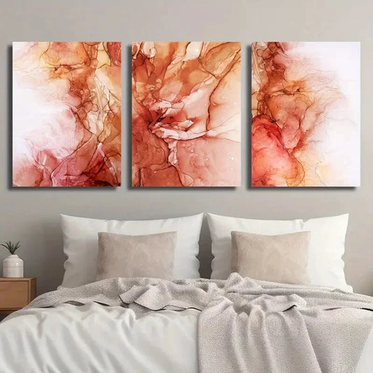 3pcs Abstract Earth Tone Fluid Gradient Color Metal Print Ready to Hang Art