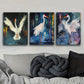 3pcs The White Crane Spreads Its Wings Metal Print Ready to Hang Art