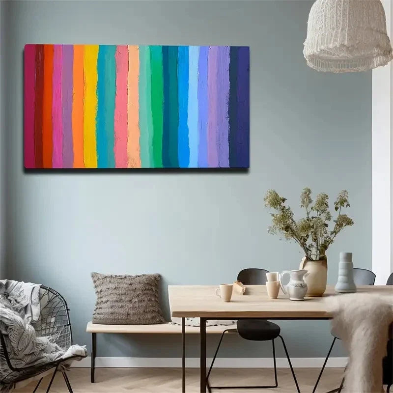 Rainbow Strips Stuck In Paint Wall Art Canvas Office Home Room Framed 80x45cm