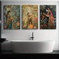3pcs Indian Lady Garden Traditional Indian Metal Print Ready to Hang Art