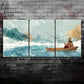 3pcs Modern Abstract Winter Fishing Lake Metal Print Ready to Hang Art