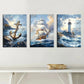 3pcs Abstract Nautical Anchor Sailboat Lighthouse  Metal Print Ready to Hang Art
