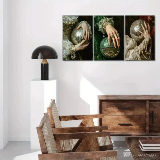 3pcs Disco Ball and Classical Characters Poster Metal Print Ready to Hang Art