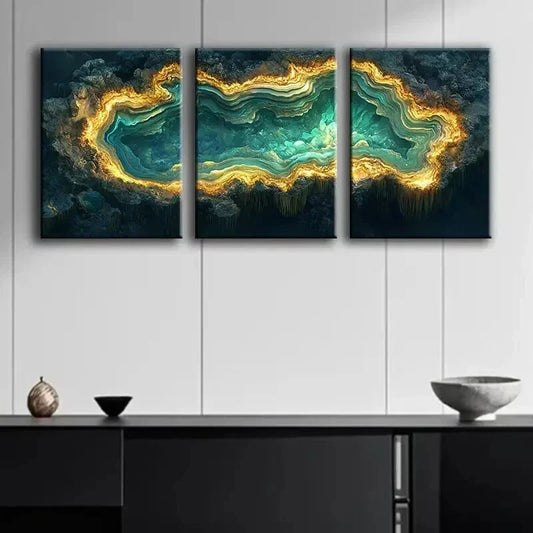 3pcs Abstract Aerial Emerald Green Photography Wall Art Set Canvas Framed 40x60cm - High Quality Print 100% Australian Made Wall Canvas Ready to Hang