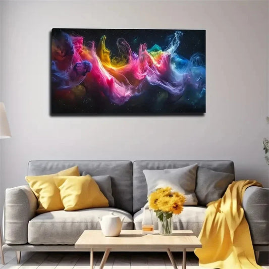 Vibrant Abstract Glowing Stars Wall Art Canvas Office Home Room Framed 120x60cm