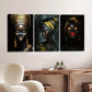 3pcs Abstract Women Black & Gold Red & Gray Dark Wall Art Set Canvas Framed 40x60cm - High Quality Print 100% Australian Made Wall Canvas Ready to Hang