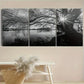3pcs Black and White Tree with Lake Metal Print Ready to Hang Art