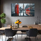 Vibrant Red Street Scene Wall Art Canvas Office Home Room Framed 80x45cm