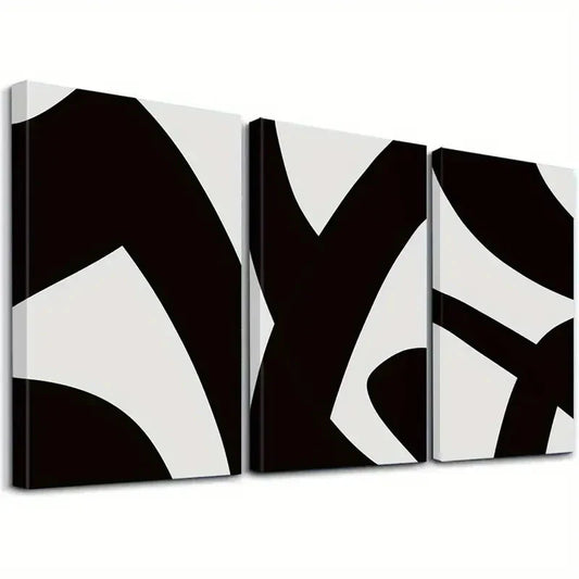 3pcs Black and White Decorative Wall Art Set Canvas Framed 40x60cm - High Quality Print 100% Australian Made Wall Canvas Ready to Hang