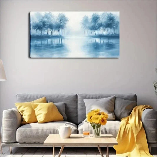 Mainly In Blue And White Tones Wall Art Canvas Office Home Room Framed 120x60cm