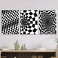 3pcs Black and white optical illusion swirl   Metal Print Ready to Hang Art