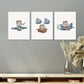 3pcs Watercolor Plane Painting Metal Print Ready to Hang Art