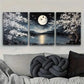 3pcs Nighttime Cherry Blossom Landscape Metal Print Ready to Hang Art