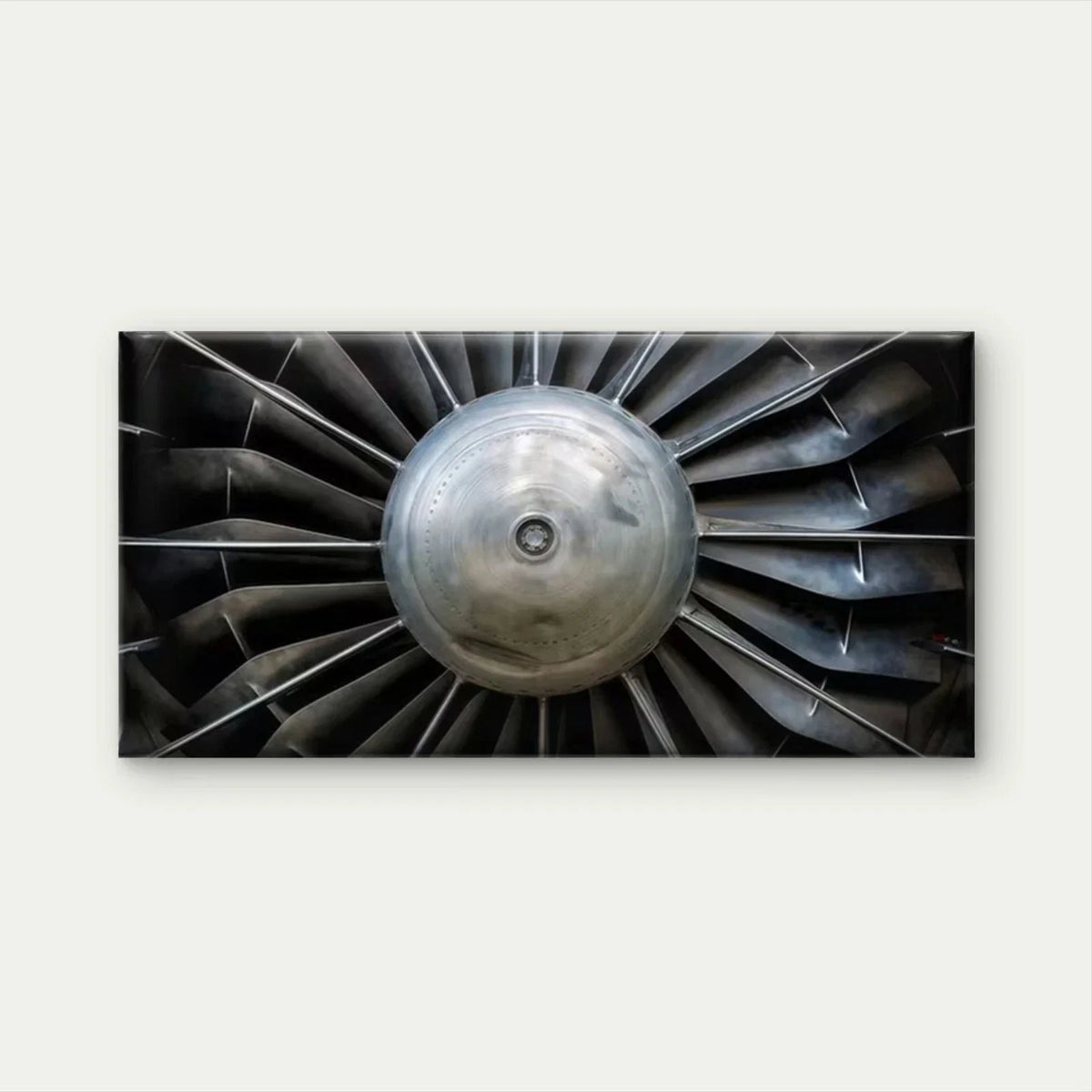 Metallic Jet Engine Turbine Wall Art Canvas Office Home Room Framed 120x60cm