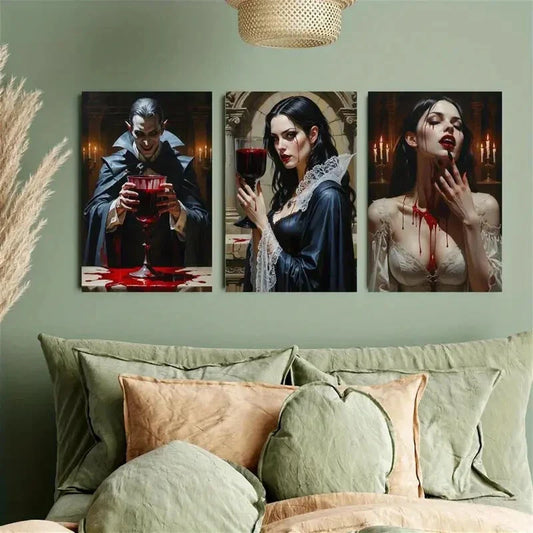 3pcs Gothic Vampire Metal Print Ready to Hang Art