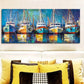 3pcs Fishing boats docked in port Metal Print Ready to Hang Art
