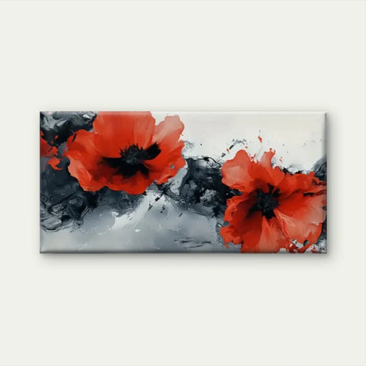 Red Poppy Nature Beauty Perfect Wall Art Canvas Office Home Room Framed 80x45cm