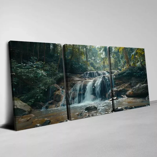 3pcs Stunning Forest & Stream Nature Scenery Wall Art Set Canvas Framed 40x60cm - High Quality Print 100% Australian Made Wall Canvas Ready to Hang