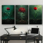 3pcs Modern Abstract Red Roses And Tulips Metal Print Ready to Hang Art