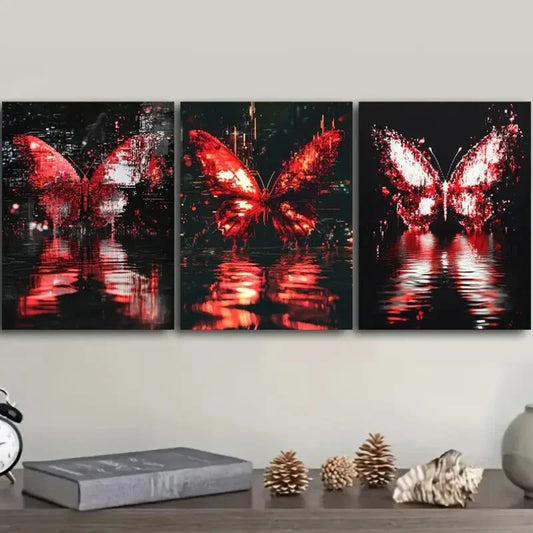 3pcs Featuring Butterfly-Themed Artwork, Metal Print Ready to Hang Art