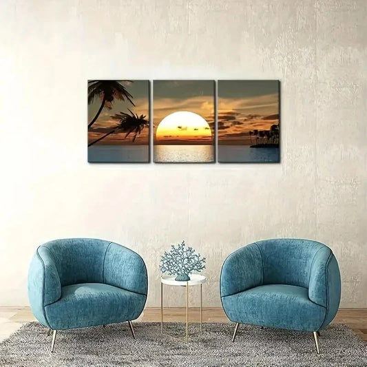 3pcs   Beautiful Tropical Landscape Metal Print Ready to Hang Art