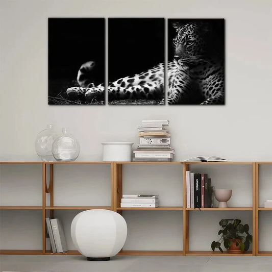3pcs Animals Black and White Leopard Metal Print Ready to Hang Art