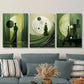 3pcs Abstract Olive Green Dreamy and Creative Metal Print Ready to Hang Art