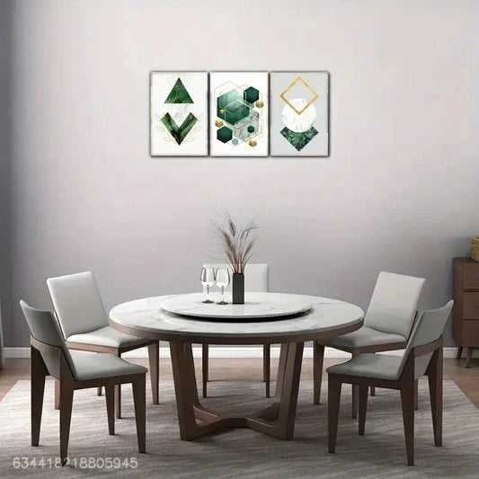 3pcs Versatile Spaces Created-Emerald green Metal Print Ready to Hang Art