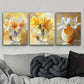3pcs Yellow And White Lily Prints in Glass Vase Metal Print Ready to Hang Art