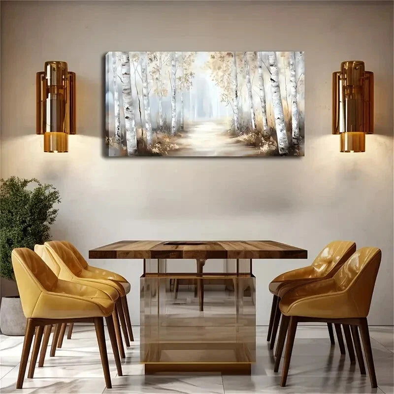 Birch Tree Trunk Unique Wall Art Canvas Office Home Room Framed 120x60cm