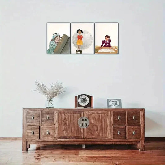 3pcs Women's Science Book Poster, Metal Print Ready to Hang Art