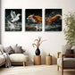 3pcs Vibrant Nature Scene with Splash Water Metal Print Ready to Hang Art