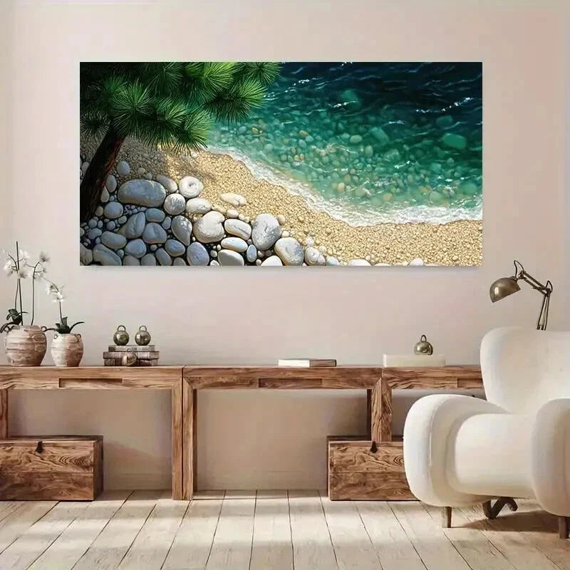 Modern Beach Pristine Sea wall canvas office home room framed 120x60cm