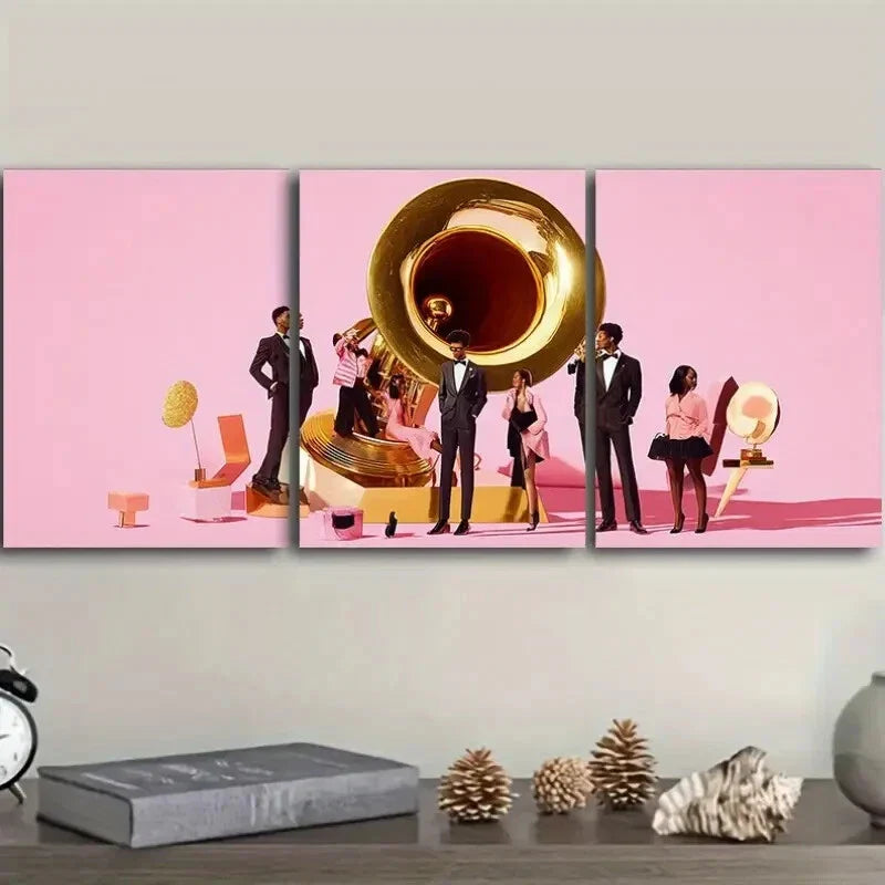 3pcs Featuring a Grammy Award Design, Metal Print Ready to Hang Art