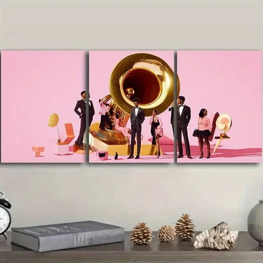 3pcs Featuring a Grammy Award Design, Metal Print Ready to Hang Art