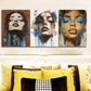 3pcs Graffiti style portrait of a girl Wall Art Set Canvas Framed 40x60cm - High Quality Print 100% Australian Made Wall Canvas Ready to Hang
