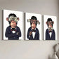 3pcs Modern Aesthetic Fashion Monkey Gentleman Wall Art Set Canvas Framed 40x60cm - High Quality Print 100% Australian Made Wall Canvas Ready to Hang