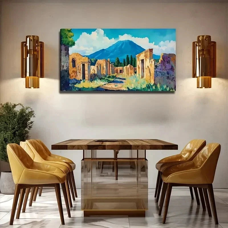 Ancient Ruins Landscape Wall Art Canvas Office Home Room Framed 120x60cm