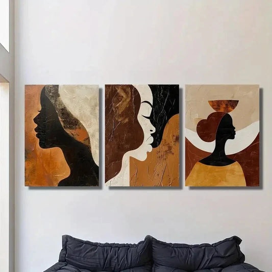 3pcs African American Abstract Art Metal Print Ready to Hang Art