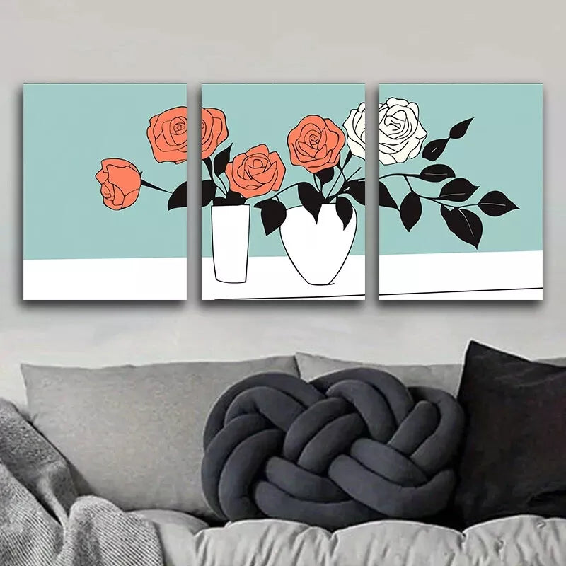 3pcs  Deco Modern Floral Canvas    Wall Art Set Canvas Framed 40x60cm - High Quality Print 100% Australian Made Wall Canvas Ready to Hang