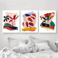3pcs Dark Lily Abstract Leaves Bright And Colorful Metal Print Ready to Hang Art
